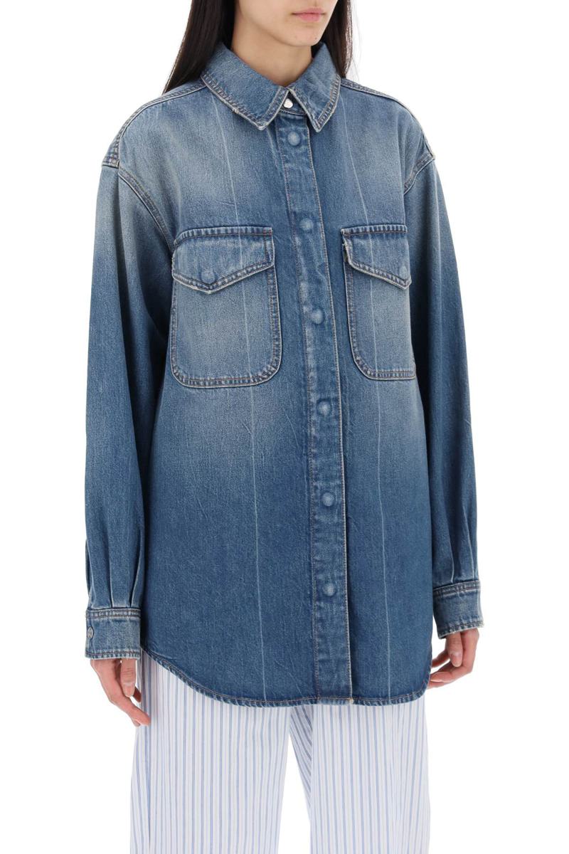 Shop Closed Denim Overshirt Made Of Recycled Cotton Blend In Blu