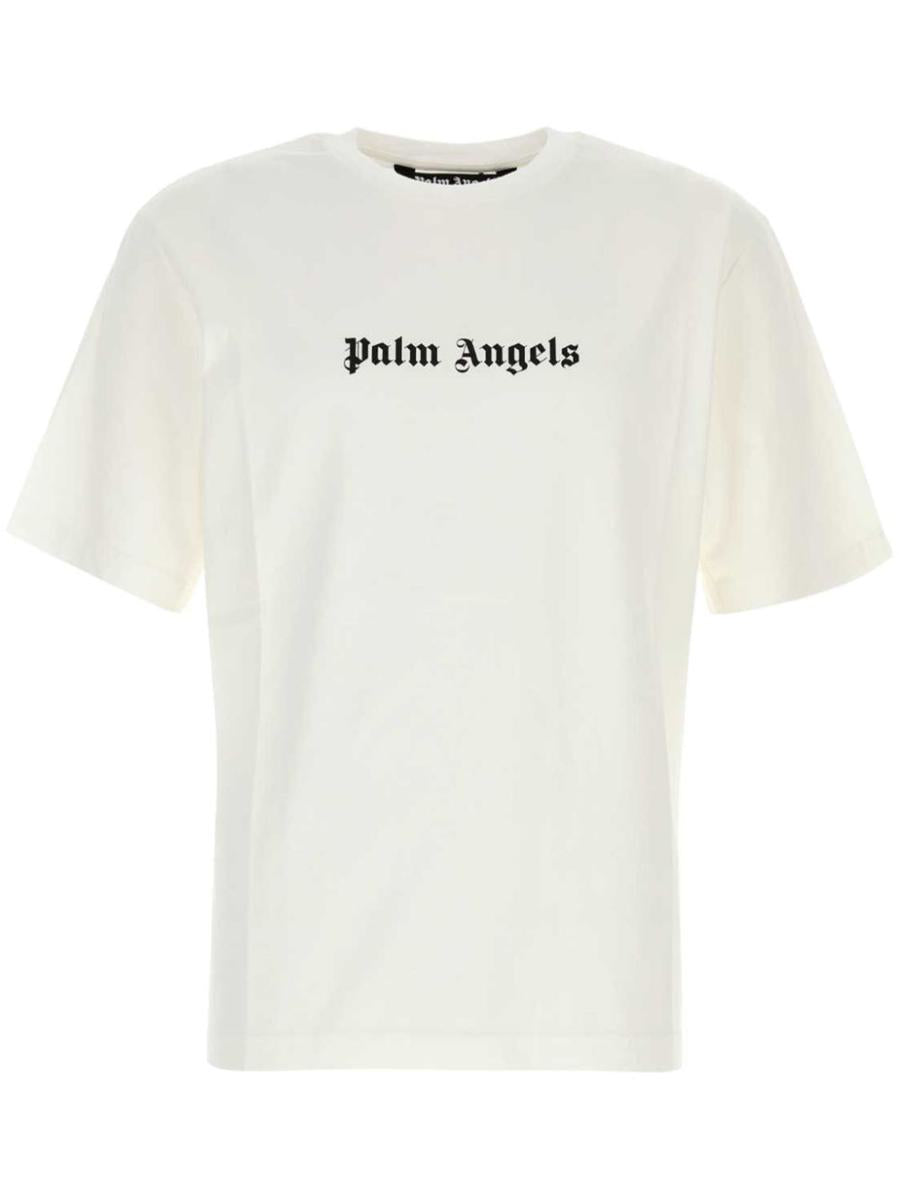 Palm Angels White Short-sleeved T-shirt With Monogram Pa Embroidery In White