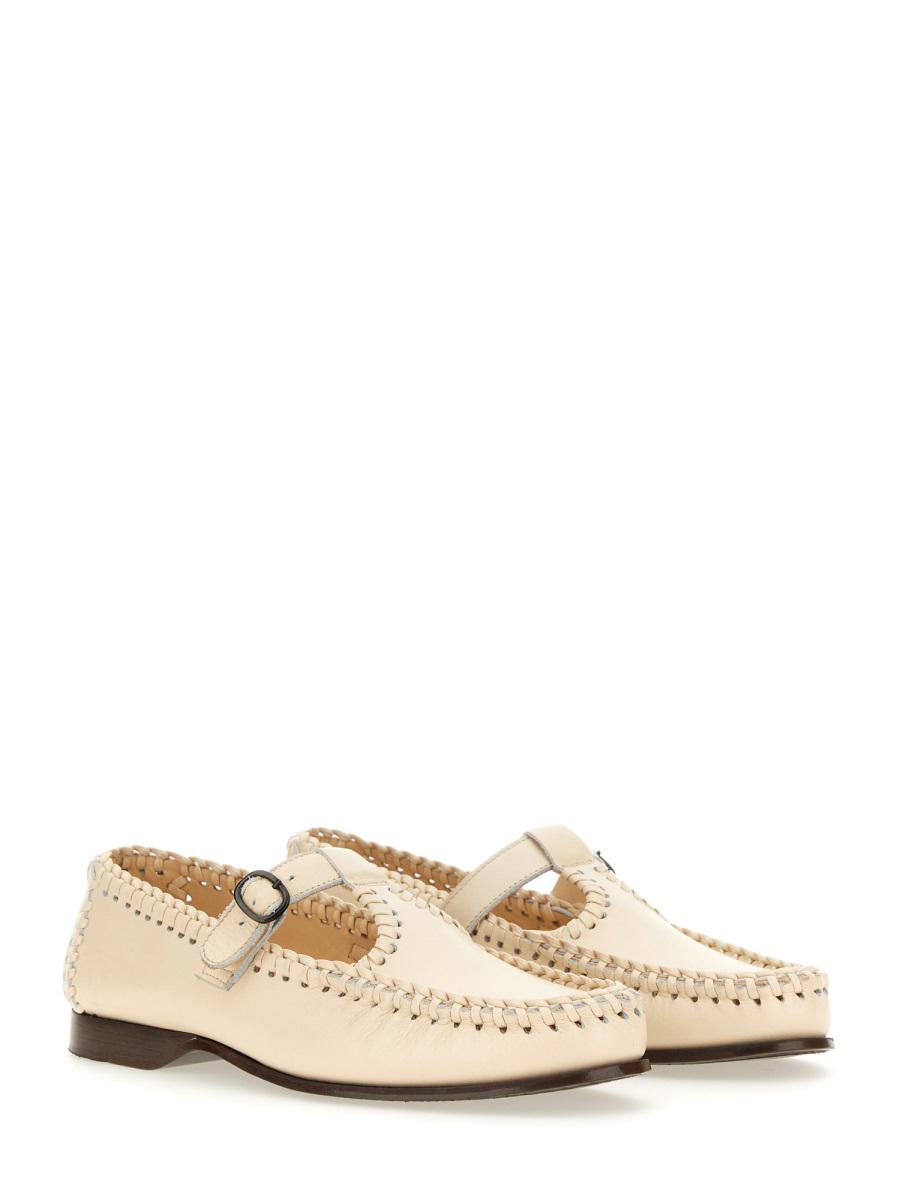 Shop Hereu Moccasin T-bar "alcover" In Ivory