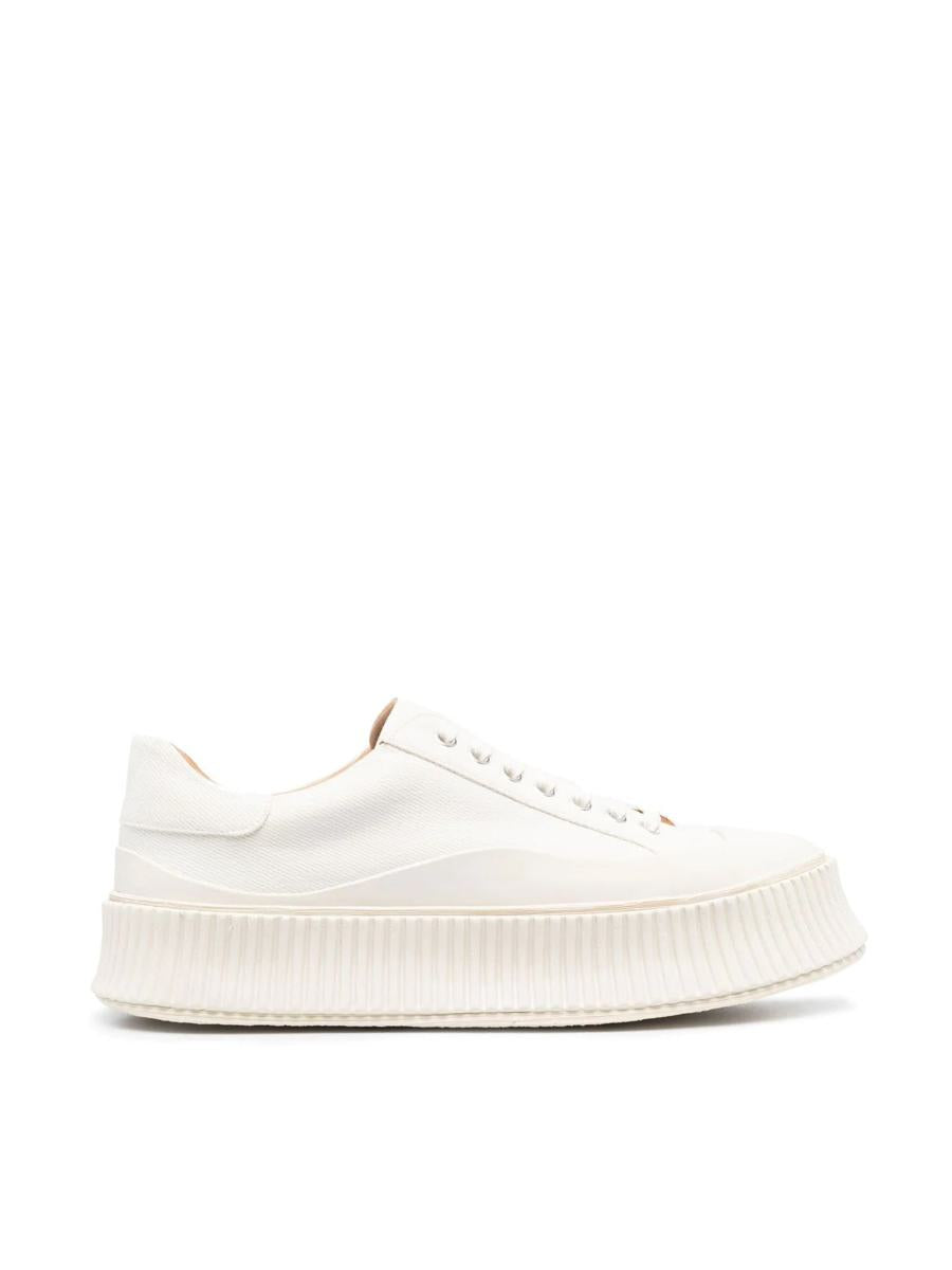 Shop Jil Sander Low Laced Sneakers With Vulcanized Rubber Sole Shoes In Grey