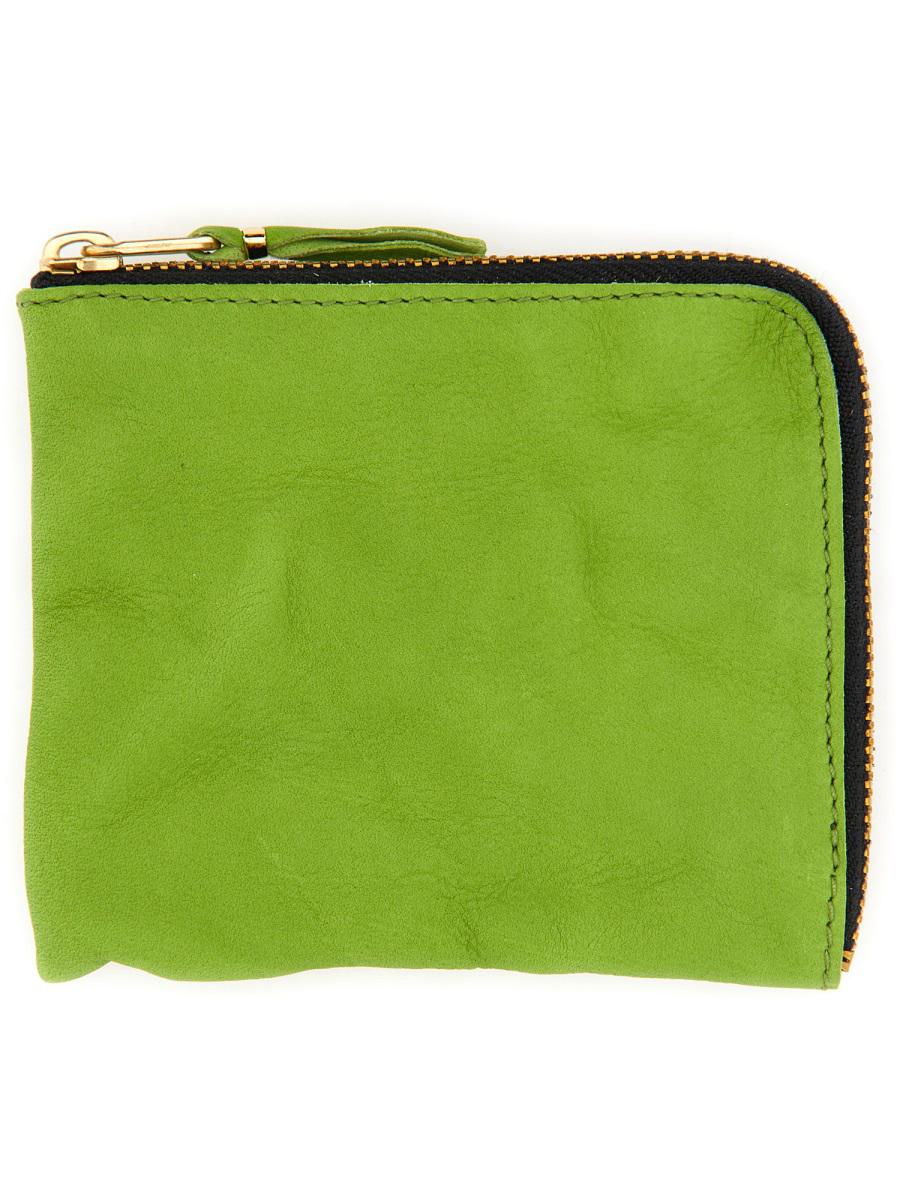 Shop Comme Des Garçons Leather Wallet Unisex In Green