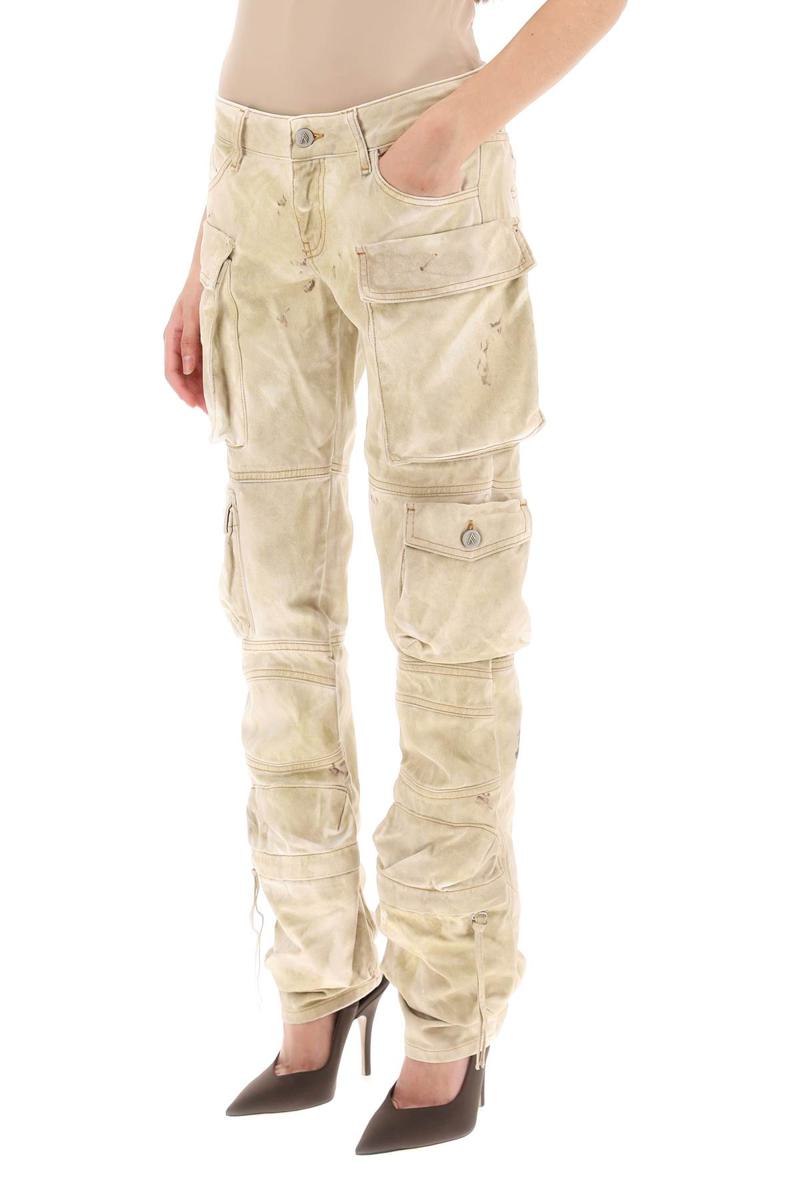 Shop Attico 'essie' Cargo Pants With Marble Effect In Beige