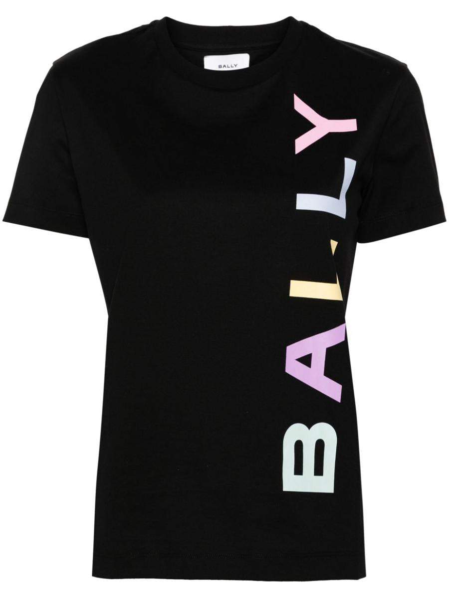Shop Bally Logo Organic Cotton T-shirt In Black
