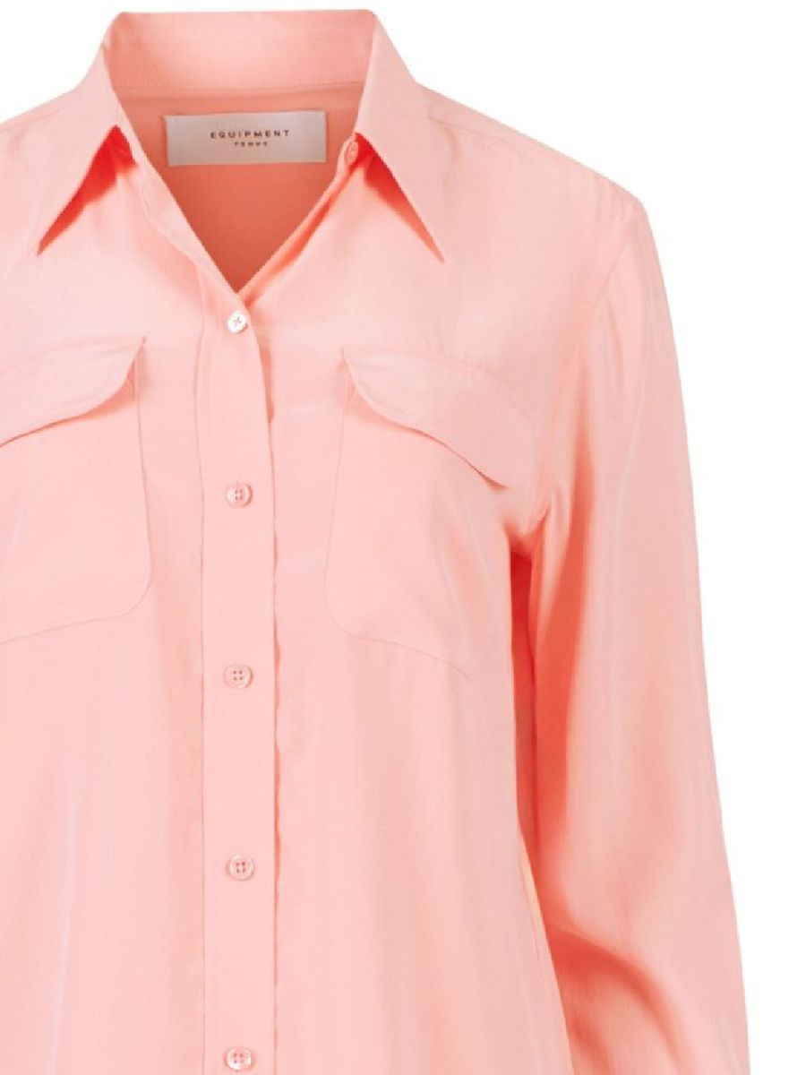 Shop Equipment Slim Fit Silk Shirt In Pink