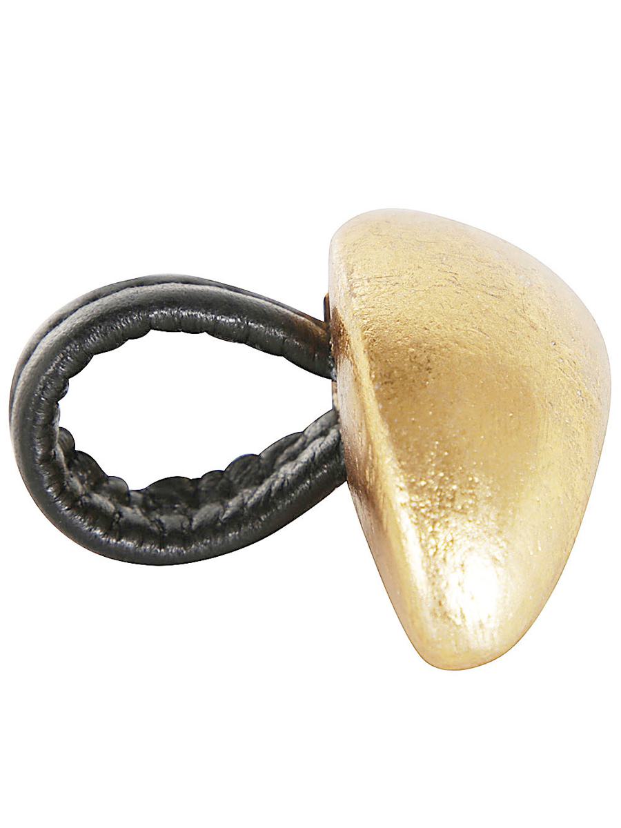 Shop Monies Varun Ring Accessories In Leather Gold