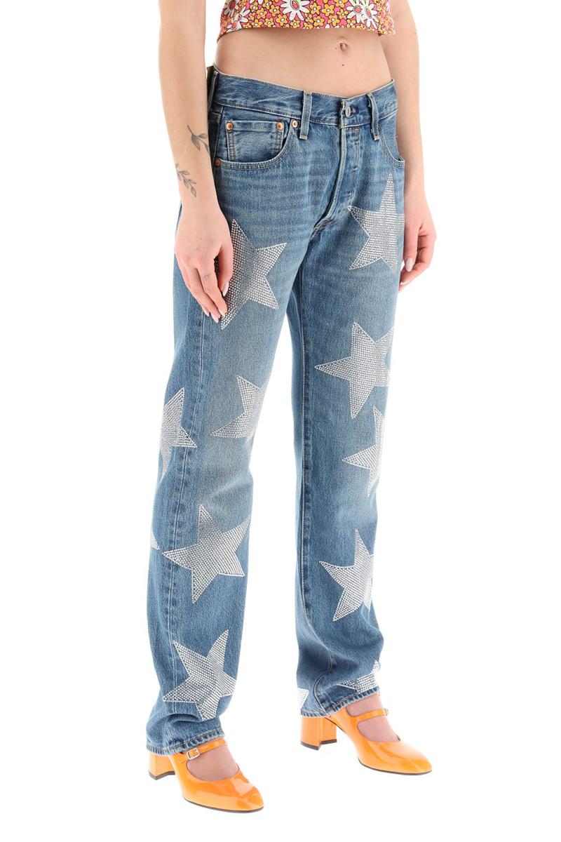 Shop Collina Strada 'rhinestone Star' Jeans X Levis In Blu