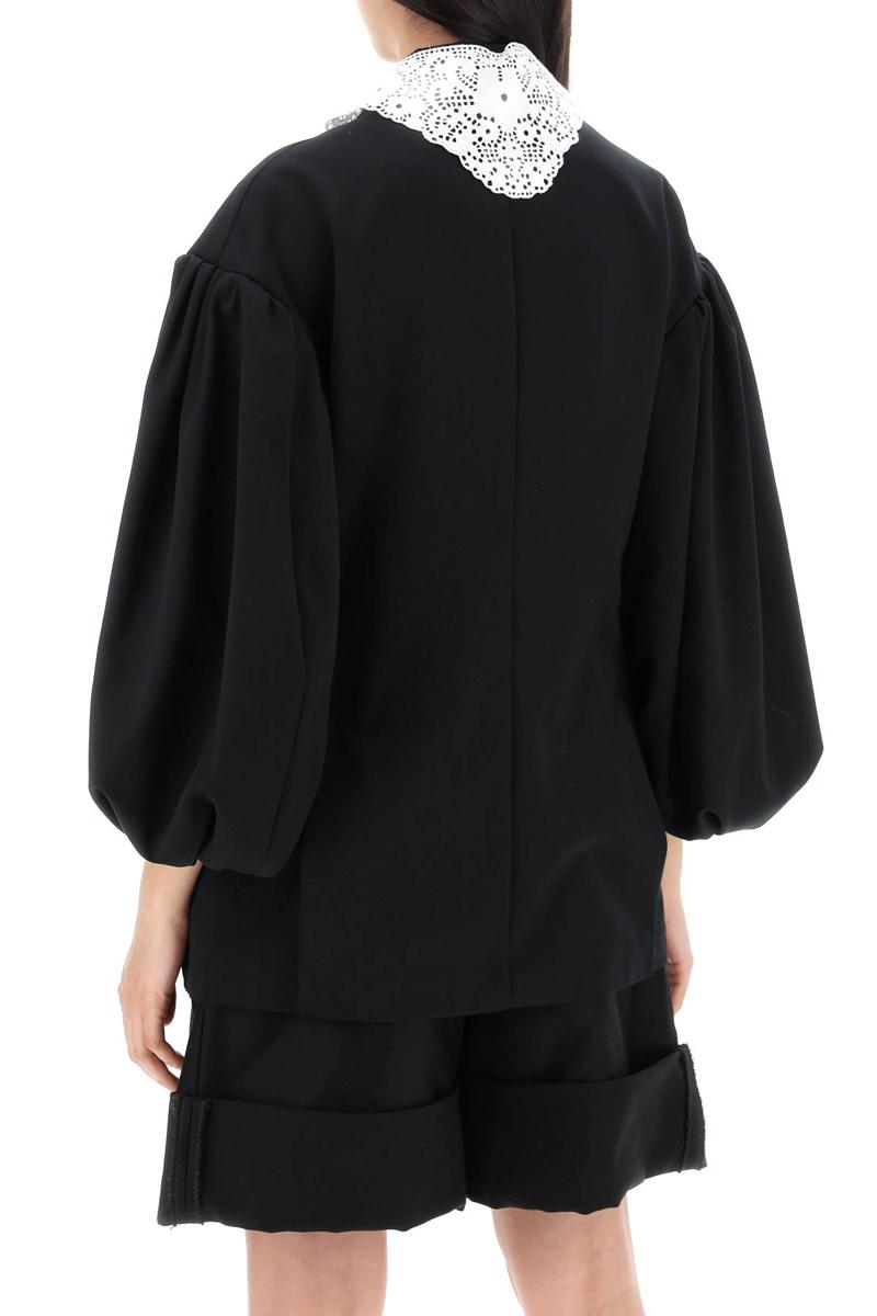 Shop Simone Rocha "oversized Blazer With Lace In Nero