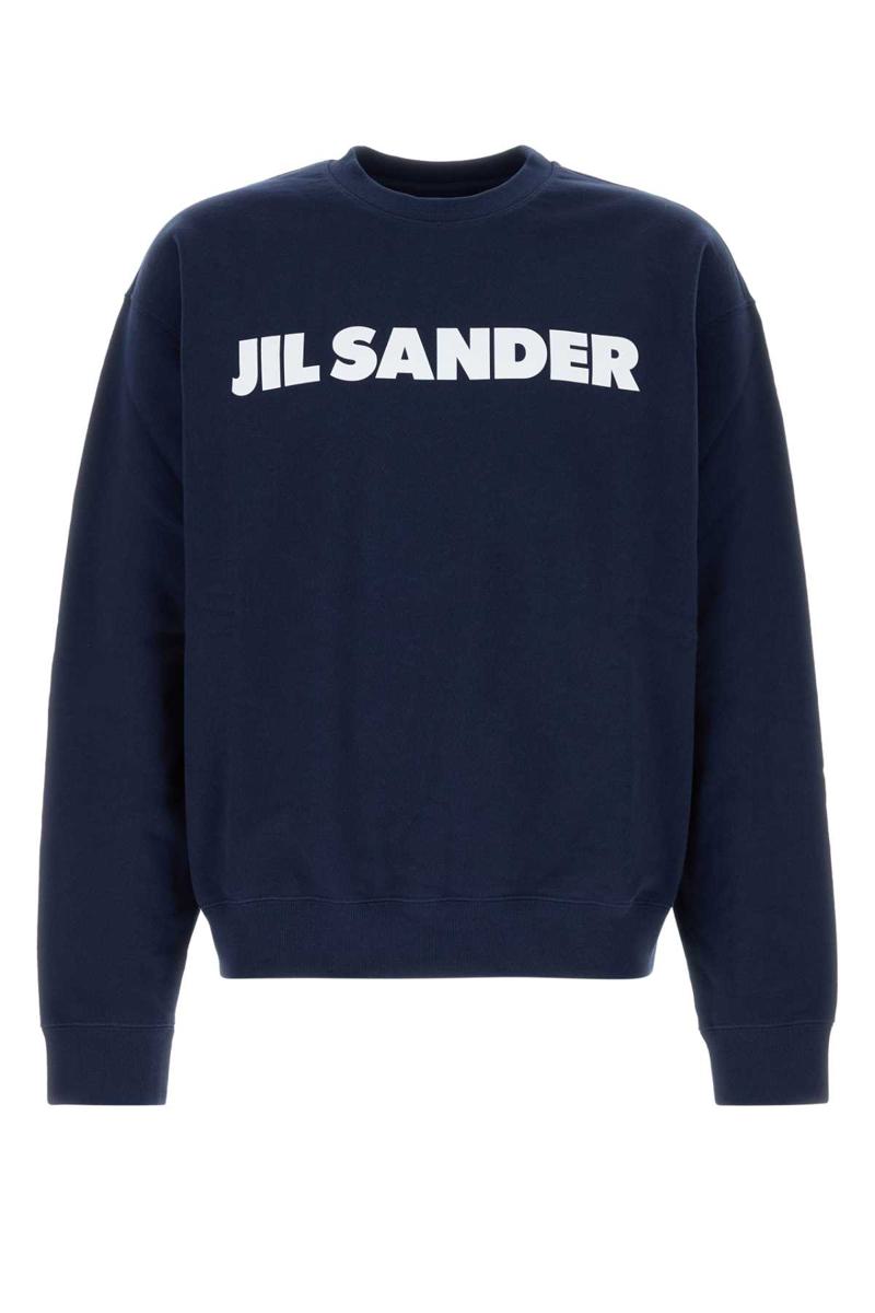 Jil Sander Cotton Logo Sweatshirt In Blue