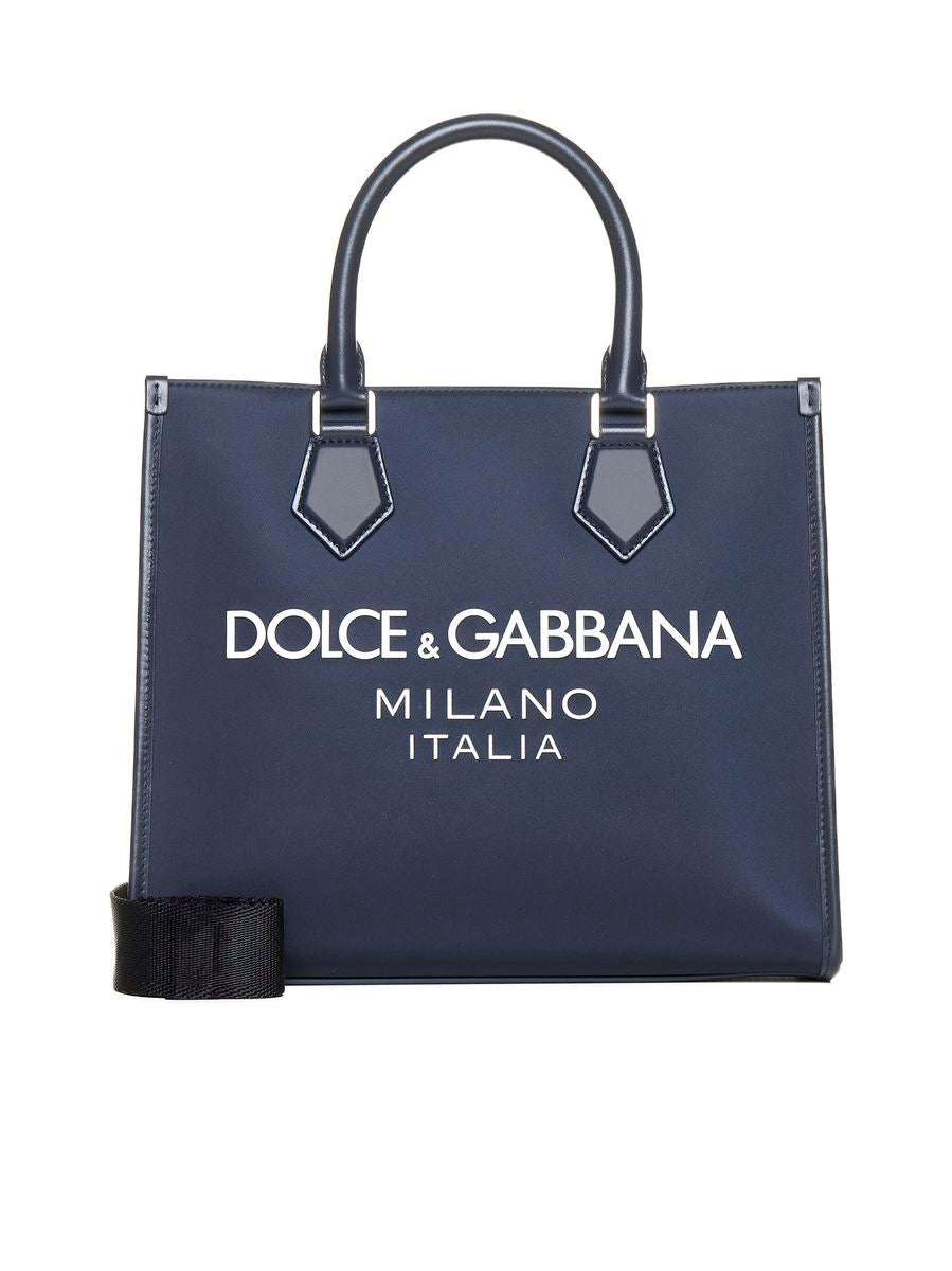 Shop Dolce & Gabbana Nylon Tote In Blue