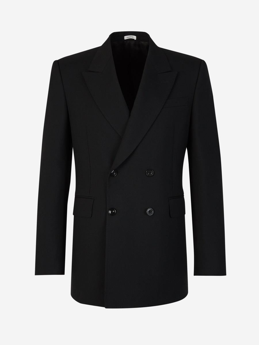 Shop Alexander Mcqueen Plain Wool Blazer In Black