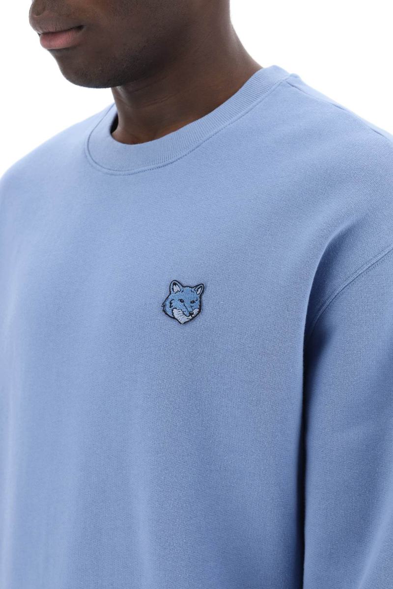 Shop Maison Kitsuné "bold Fox Head Crewneck Sweat In Blu