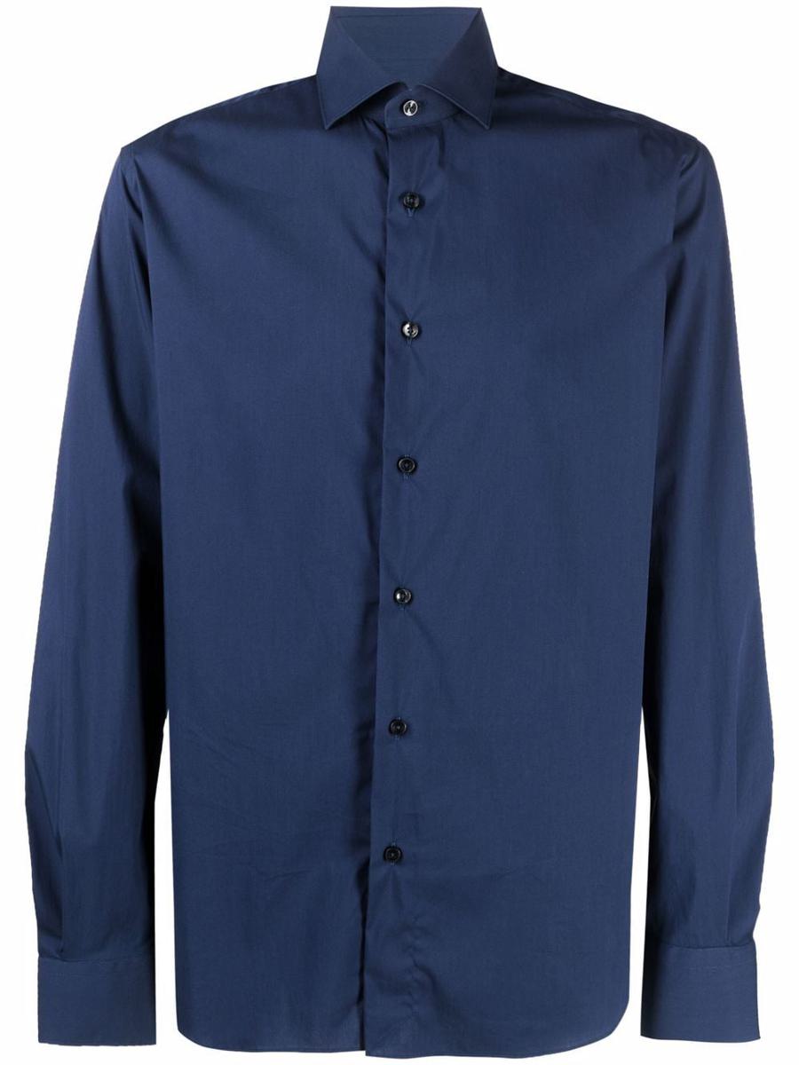 Shop Xacus Long-sleeve Shirt In Blue