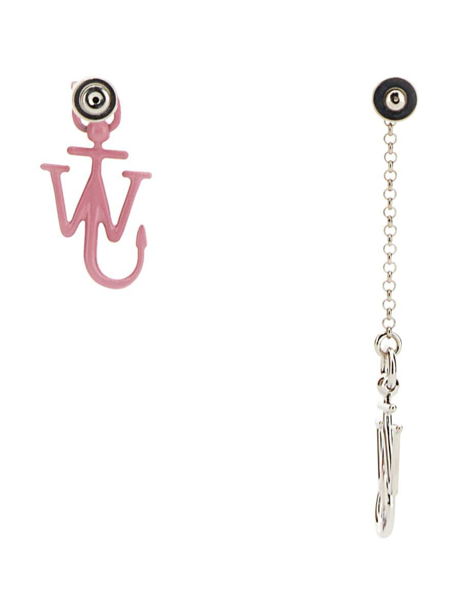 Shop Jw Anderson J.w. Anderson Asymmetric Anchor Earrings In Pink