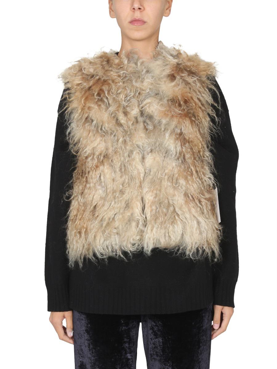 Shop Becagli Since 1994 Mohair Fur Vest In Beige