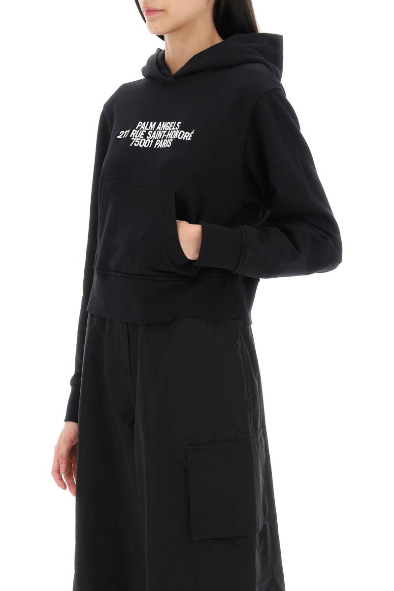 Shop Palm Angels Cropped Hoodie With Embroidery In Nero