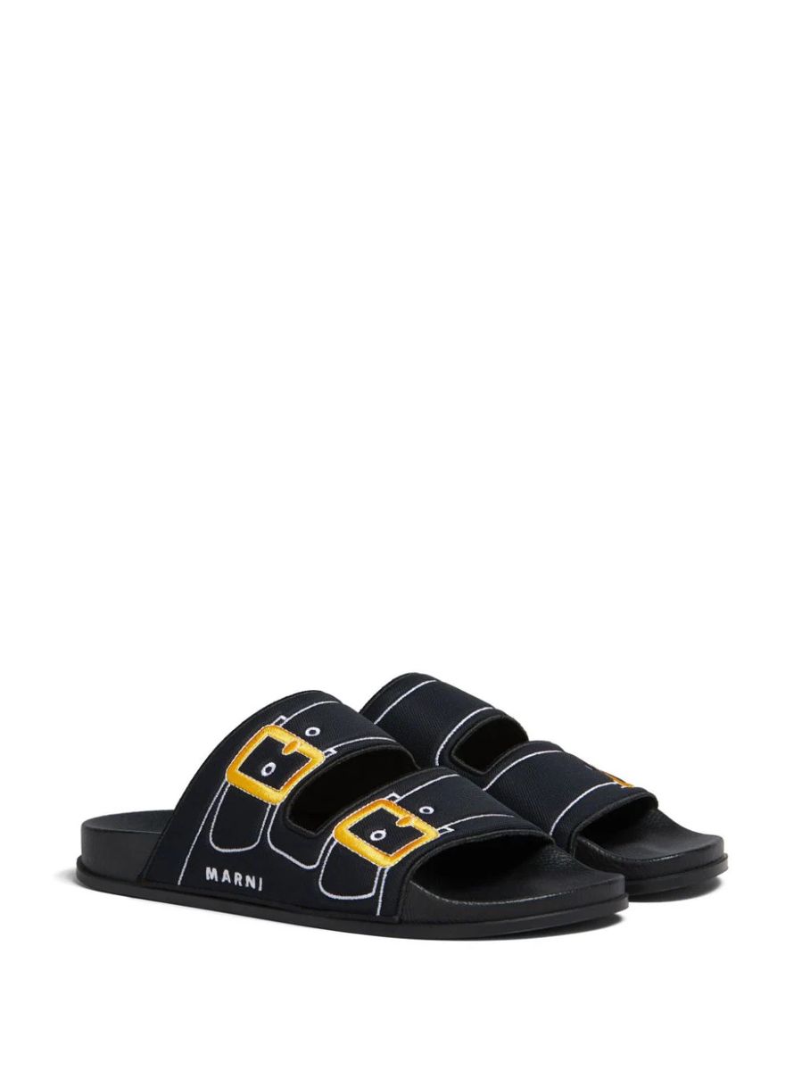 Shop Marni 'trompe L'oeil' Sandals In Black