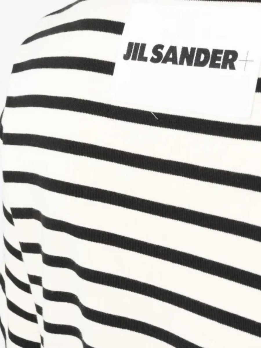 Shop Jil Sander Striped Cotton T-shirt In Beige