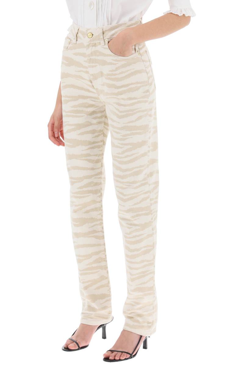 Shop Ganni 'swigy' Printed Denim Jeans In Bianco