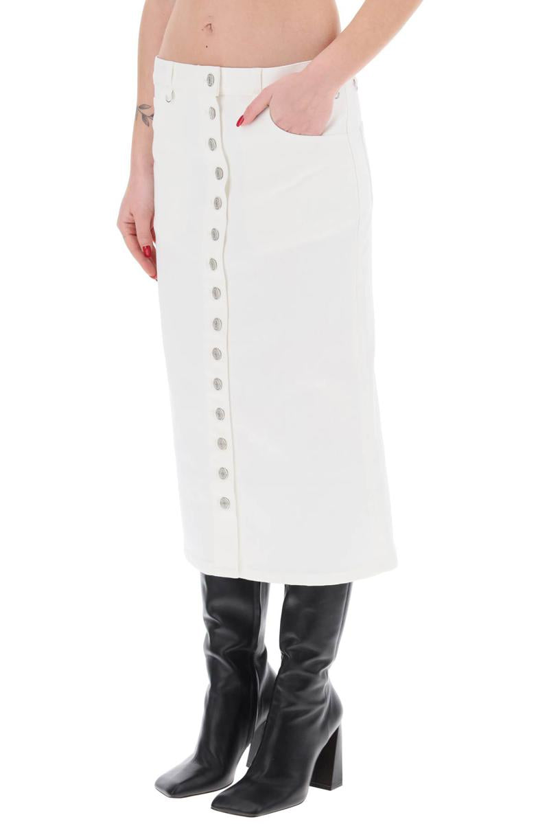 Shop Courrèges "denim Midi Skirt With Multif In Bianco