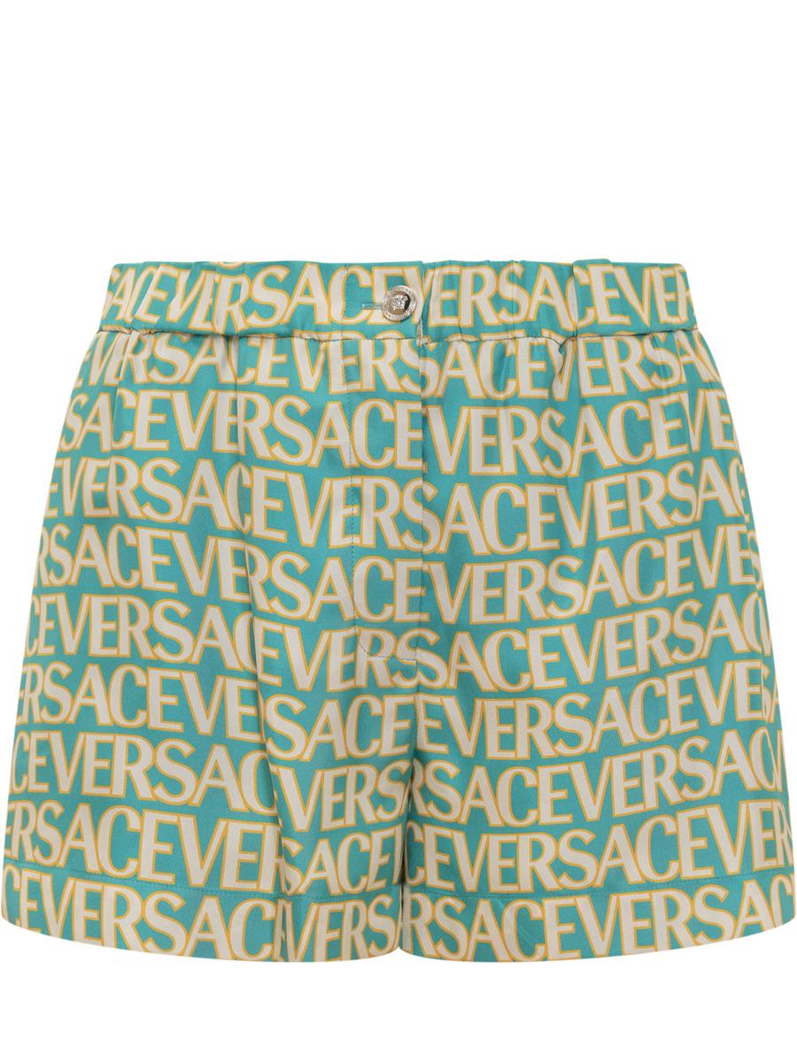 Versace Silk Shorts In Green