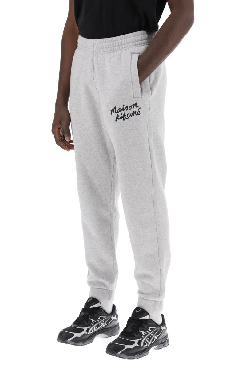 Shop Maison Kitsuné "sporty Pants With Handwriting In Grigio