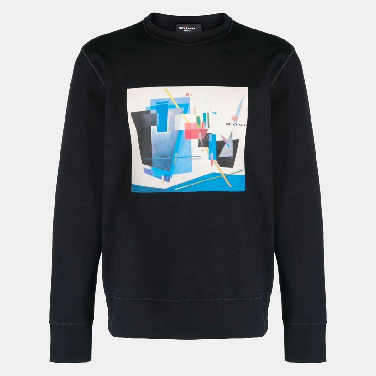 Kiton Logo-print Cotton-blend Sweatshirt In Black