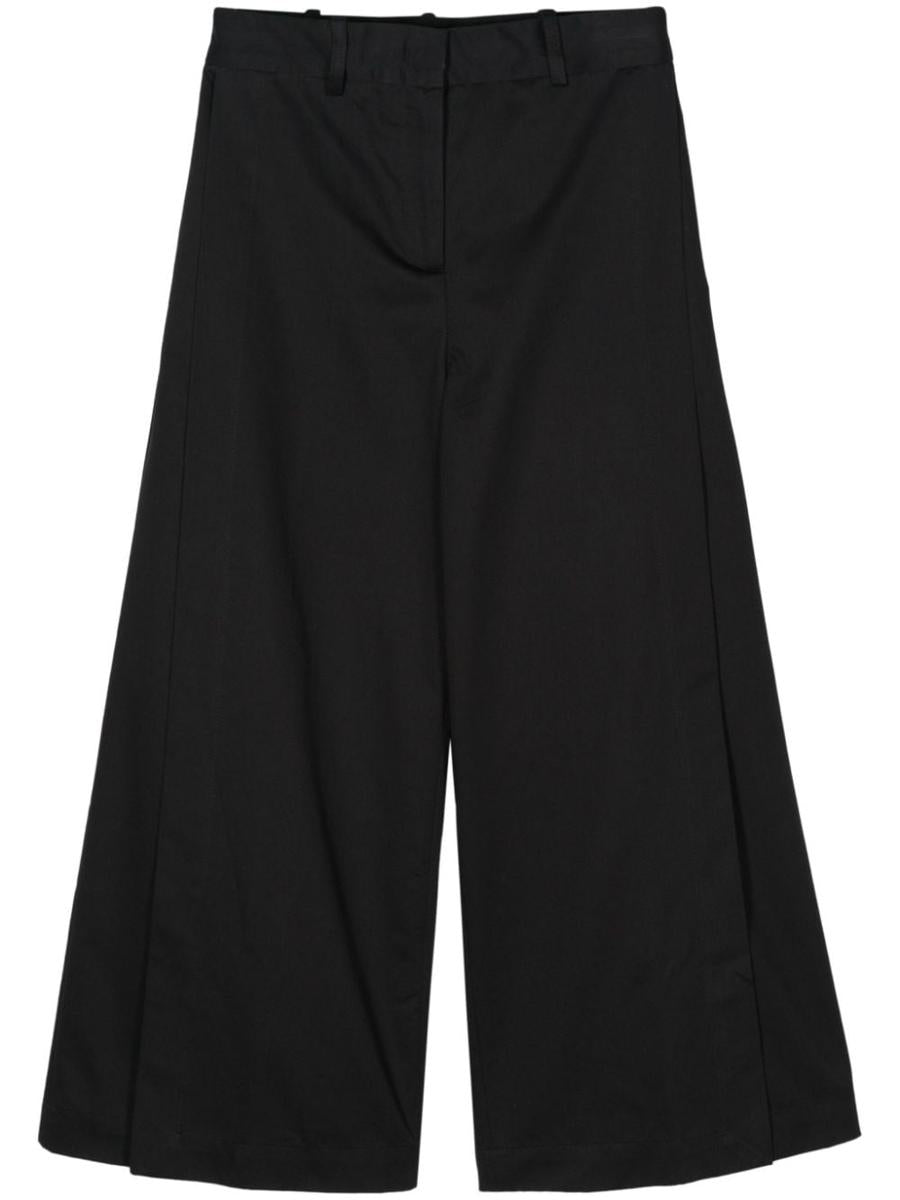 Shop Semicouture Holly Wide Leg Cotton Trousers In Black
