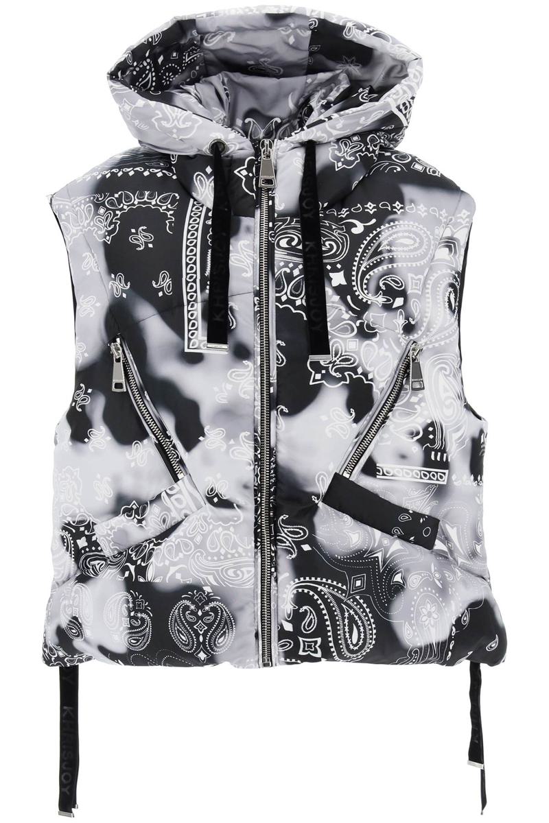 Shop Khrisjoy Bandana Print Iconic Down Vest In Grigio