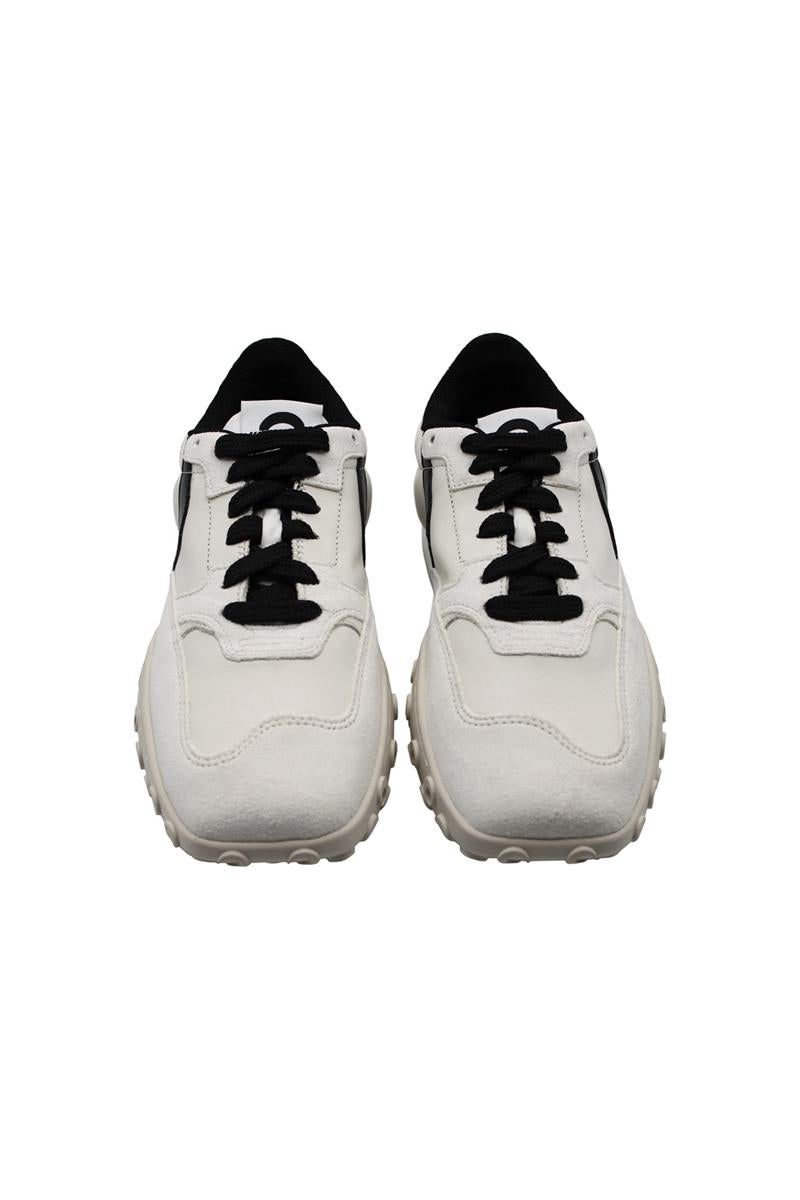 Shop Marine Serre Leather Ms Rise Sneakers Shoes In White
