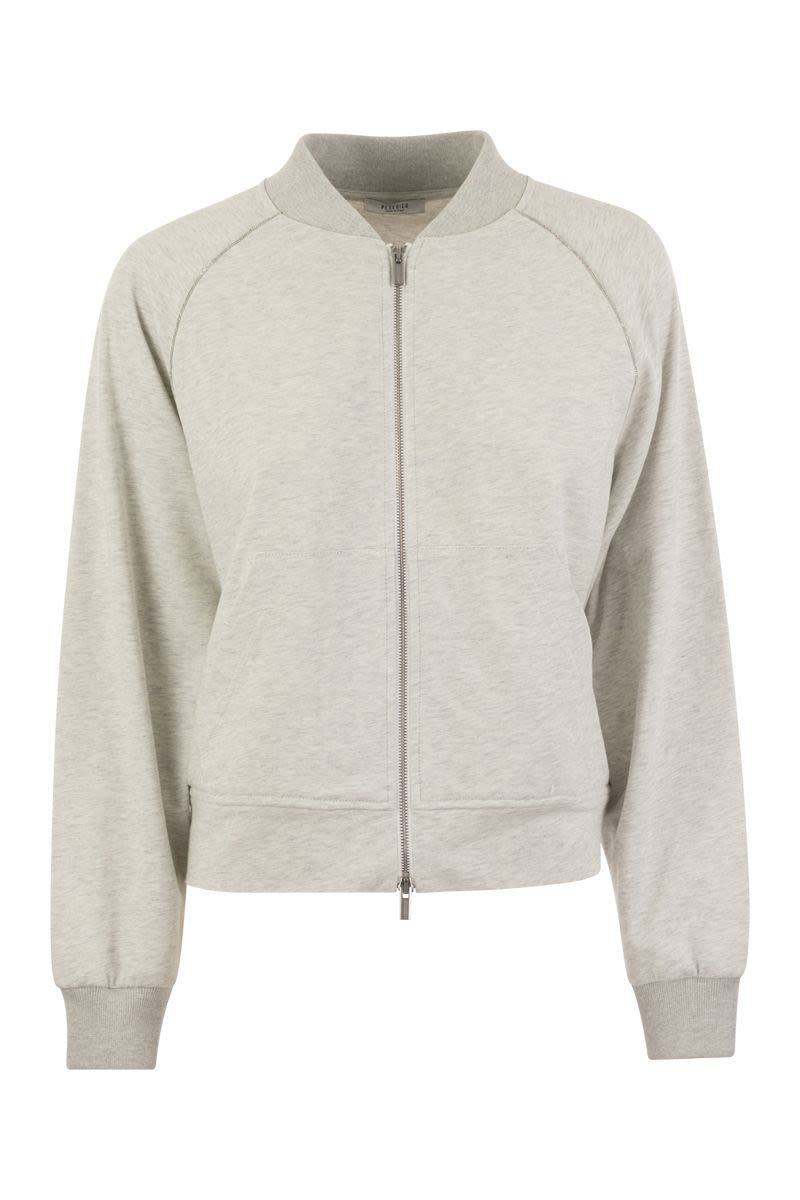 Shop Peserico Sweatshirt In Cotton Mélange And Tricot Details In Grey