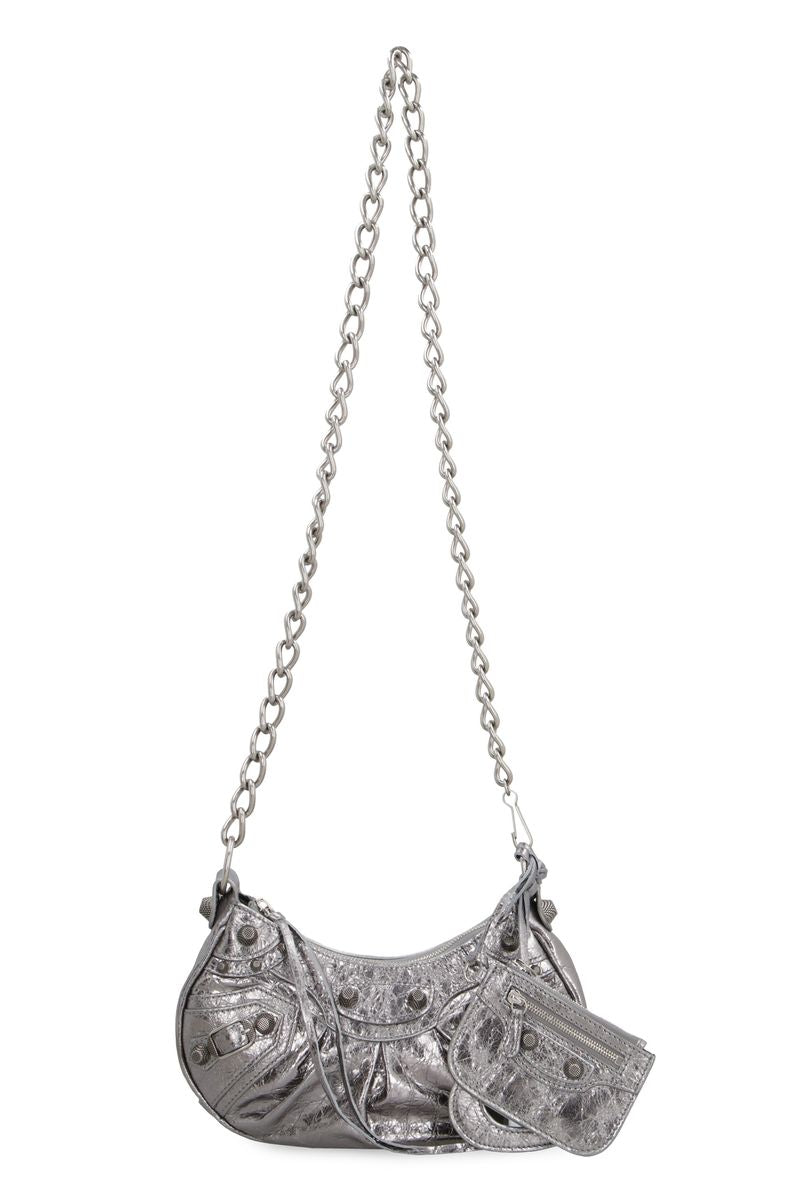 Shop Balenciaga Le Cagole Xs Leather Crossbody Bag In Silver