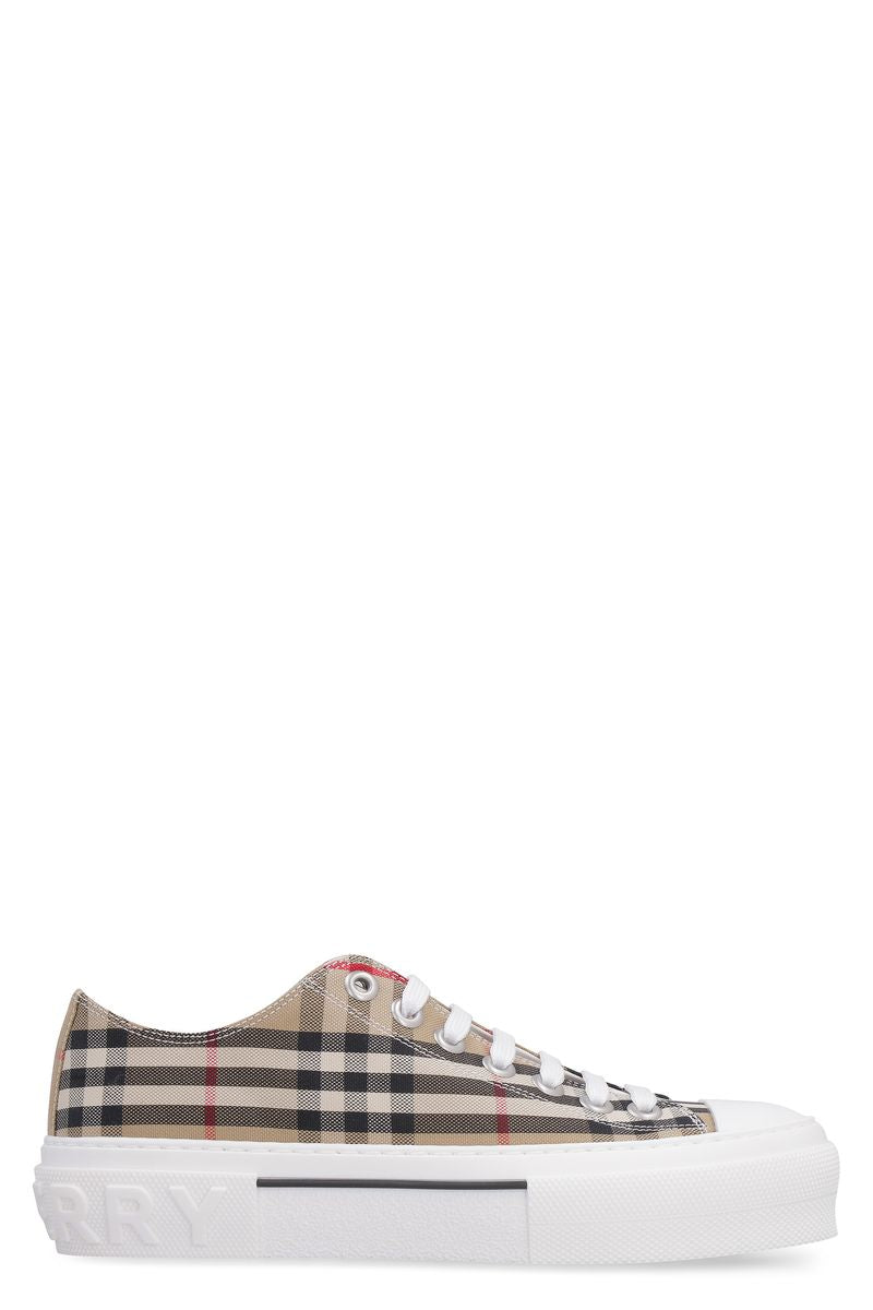 Shop Burberry Fabric Low-top Sneakers In Beige