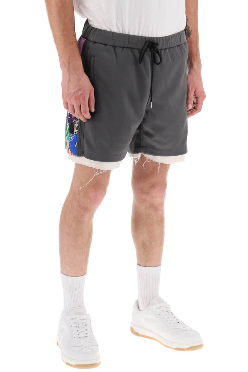 Shop Children Of The Discordance Jersey Shorts With Bandana Bands In Grigio