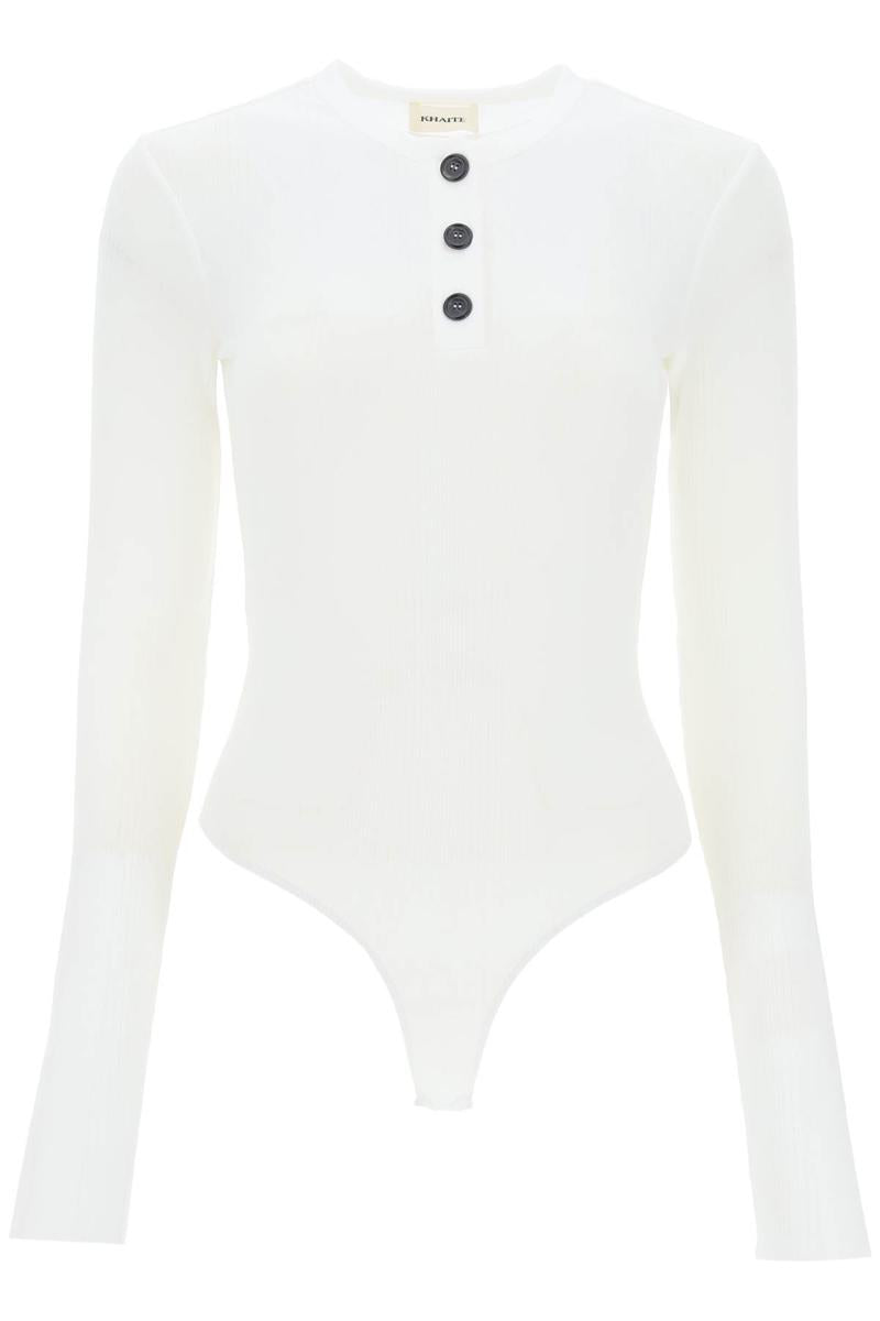Shop Khaite Janelle Ribbed Bodysuit In Bianco