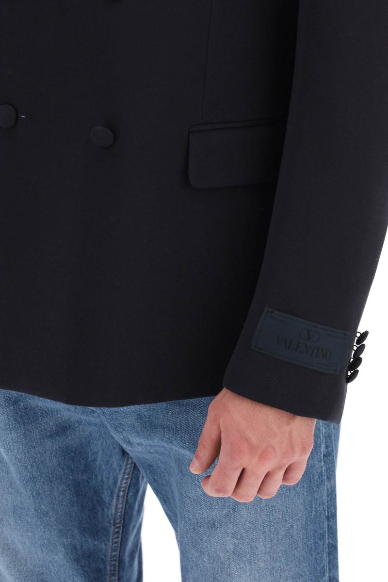 Shop Valentino Half-lined Double-breasted Jacket In Blu