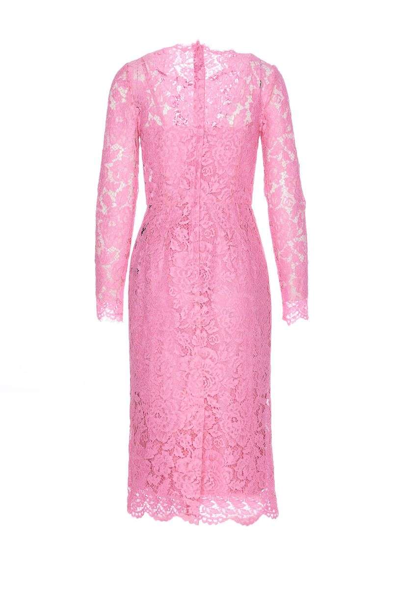 Shop Dolce & Gabbana Lace Sheath Dress In Pink