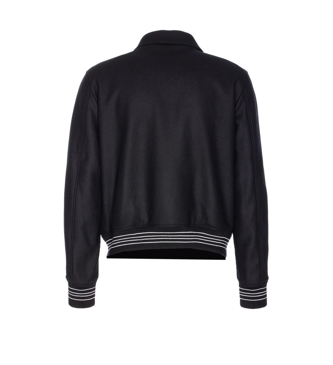 Amiri Twill Wool Bones Bomber Jacket With Patches