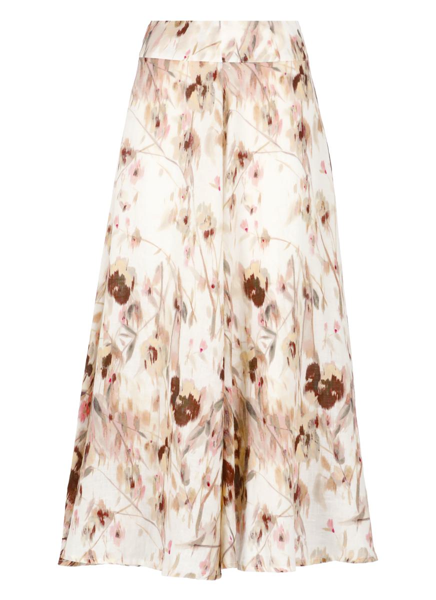 120% Lino White Cotton Skirt In Multi