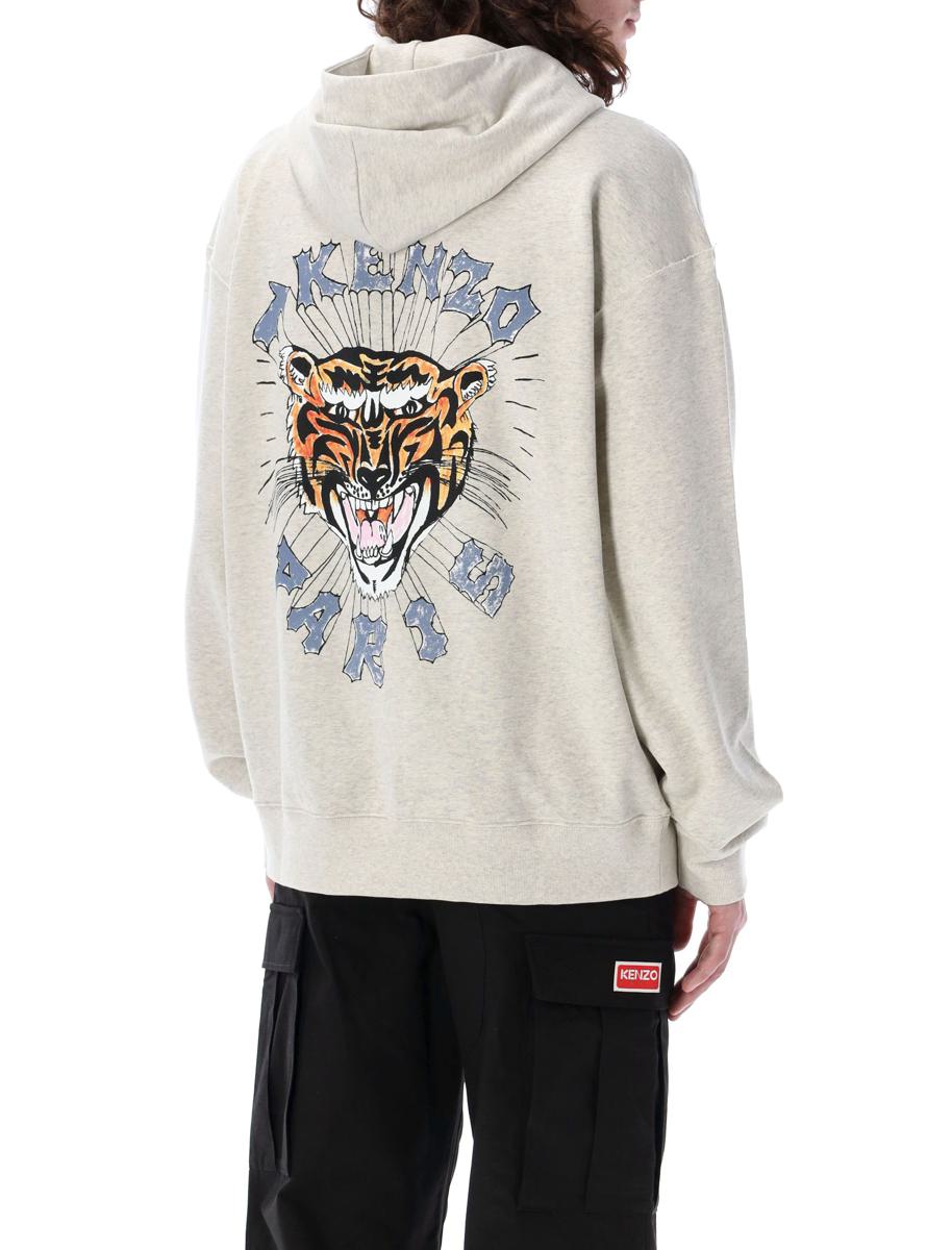 Shop Kenzo " Drawn Varsity't" Hoodie In Grey Mel