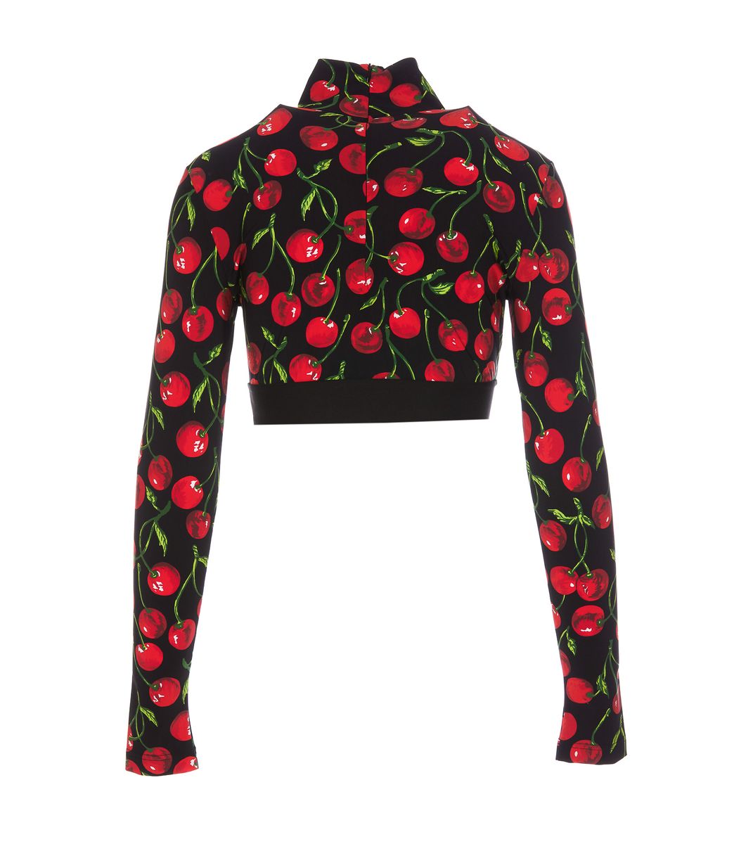 Shop Dolce & Gabbana Long Sleeve Crop Top In Multicolor