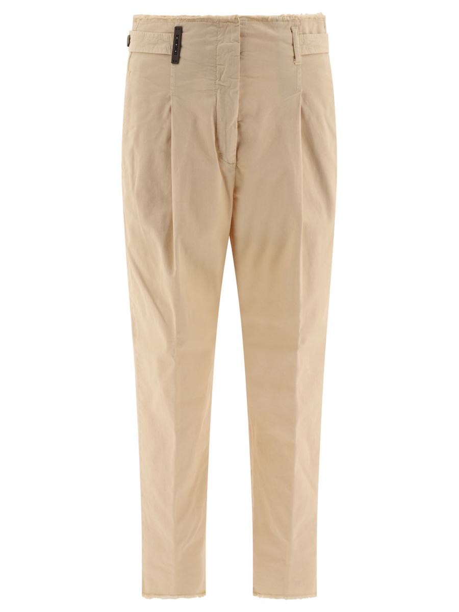 Shop Peserico Trousers With Fringed Details In Beige