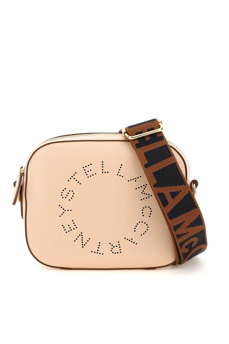 Shop Stella Mccartney Camera Bag With Perforated Stella Logo In Marrone