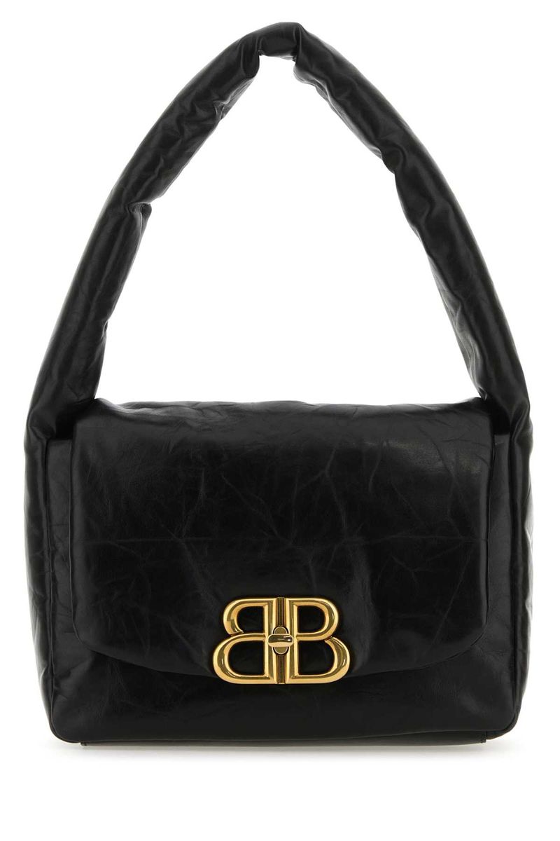 Shop Balenciaga Monaco Small Leather Shoulder Bag In Black