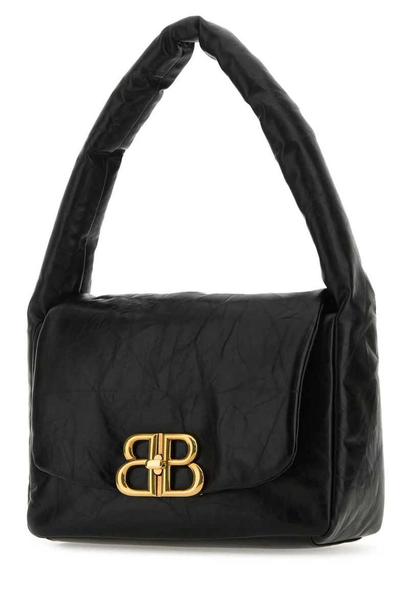 Shop Balenciaga Monaco Small Leather Shoulder Bag In Black