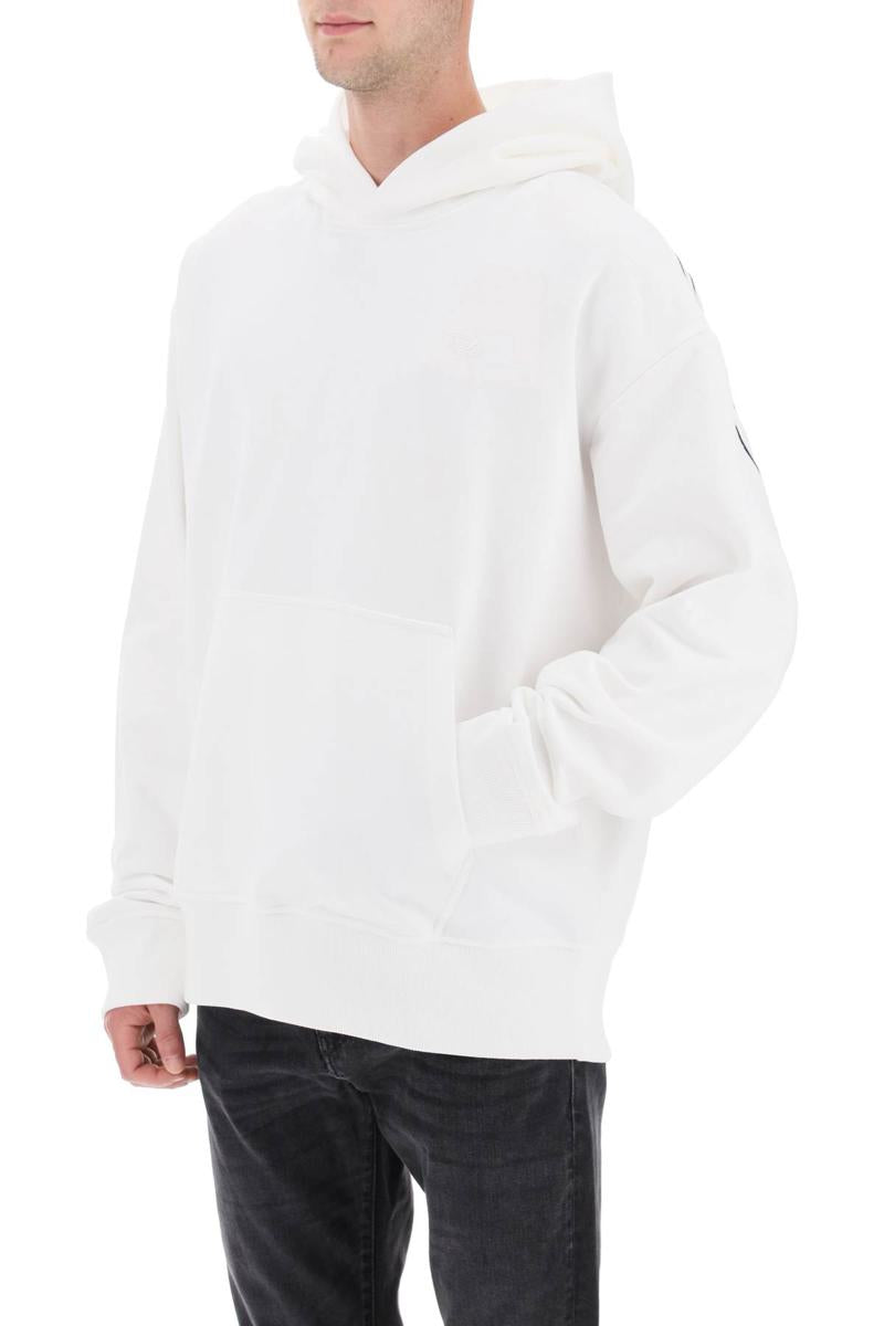 Shop Diesel 's-macs-hood-megoval' Hoodie With Logo Embroidery In Bianco