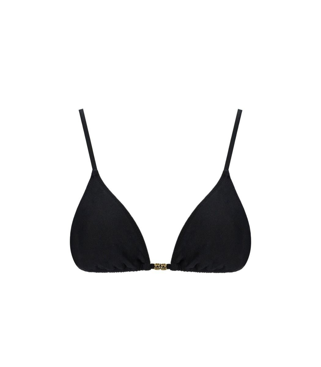 Shop Ganni Black Lurex Bikini Top