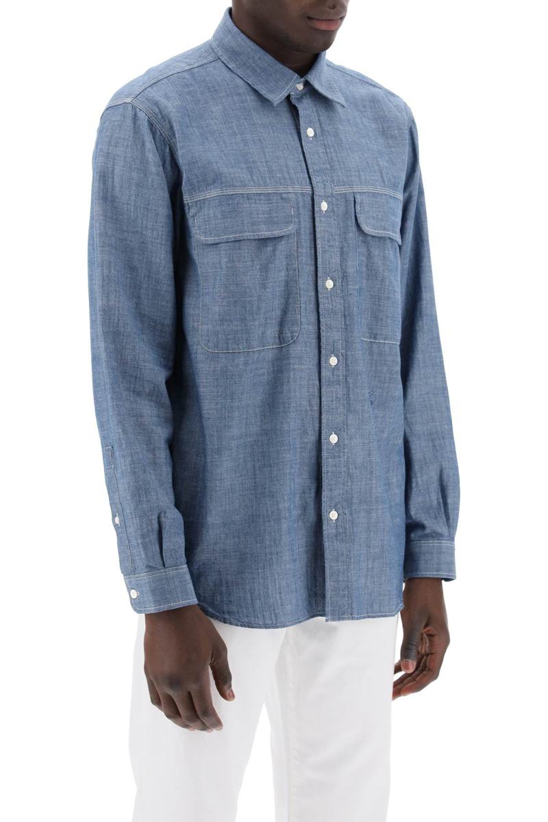 Shop Closed Cotton Chambray Shirt For In Blu