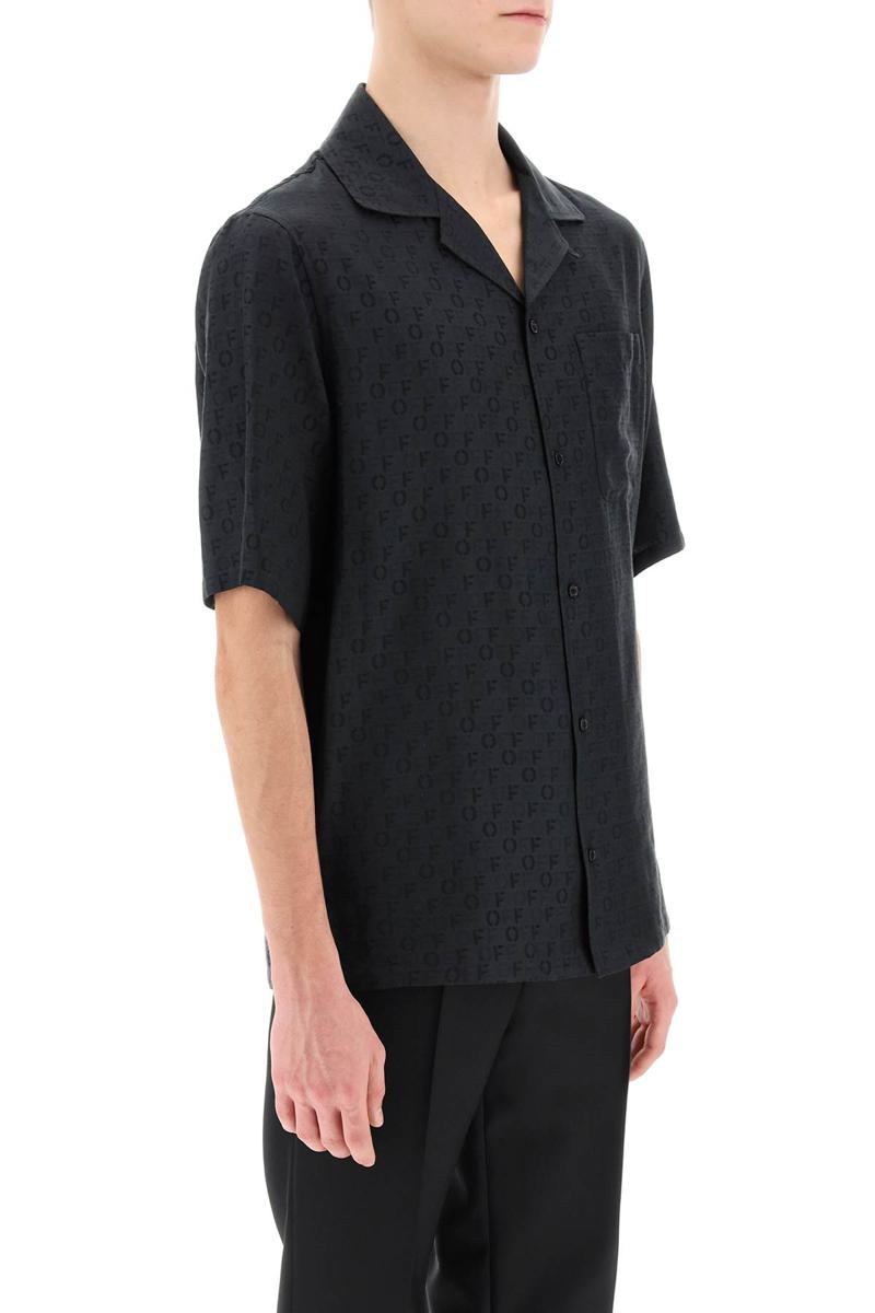 Shop Off-white Holiday Bowling Shirt With Off Pattern In Nero