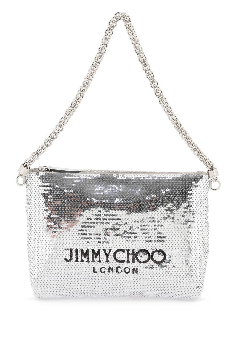 Shop Jimmy Choo Callie Shoulder Bag In Argento