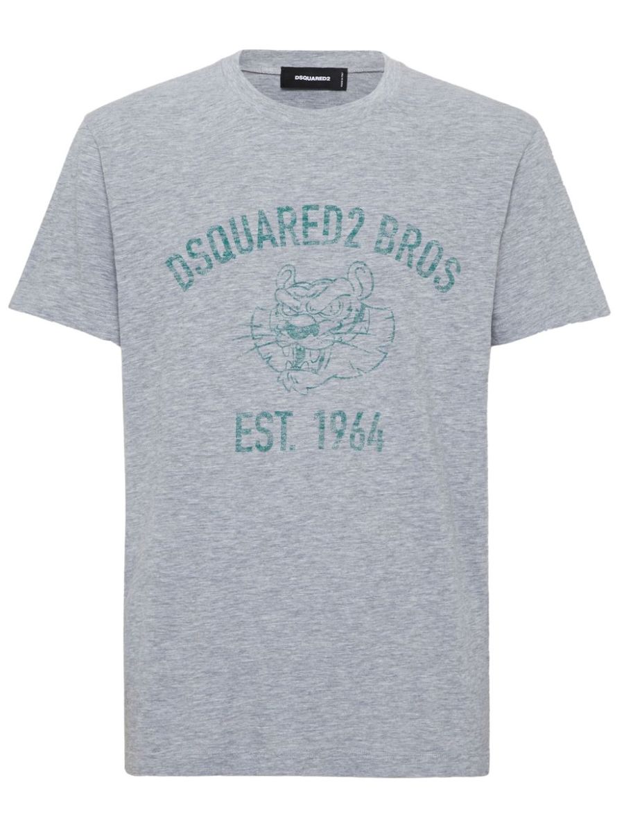 Dsquared2 Logo Bros Print T-shirt In Grey